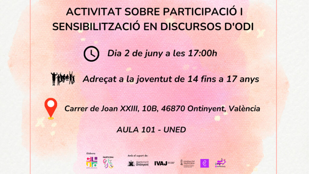 Portada entrada blog activitat sobre participació i sensibilització en discursos d'odi